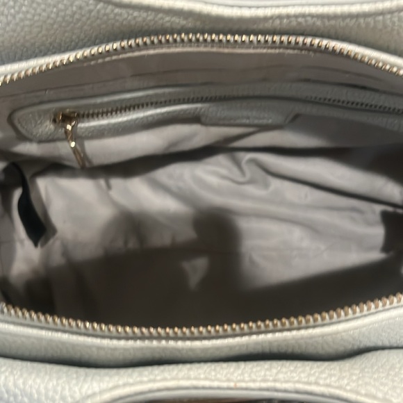 Bebe Natalie Satchel Purse silver and golds accents. - Picture 6 of 11